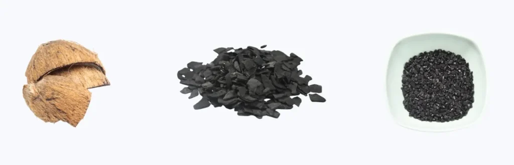 الكربون المنشط المستخرج من قشرة جوز الهند